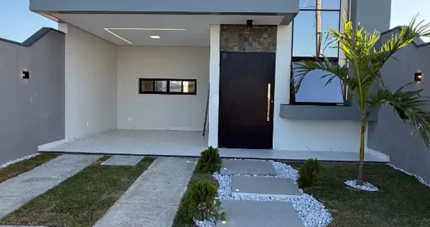 Casa plana de 3 quartos, no condomínio fechado recanto das flores