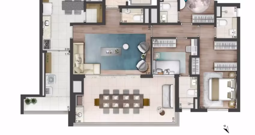 Apartamento único no contrapiso, em andar alto,  com 3 suítes, 3 vagas e varanda gourmet no quadra greenwich cyrela by yoo!