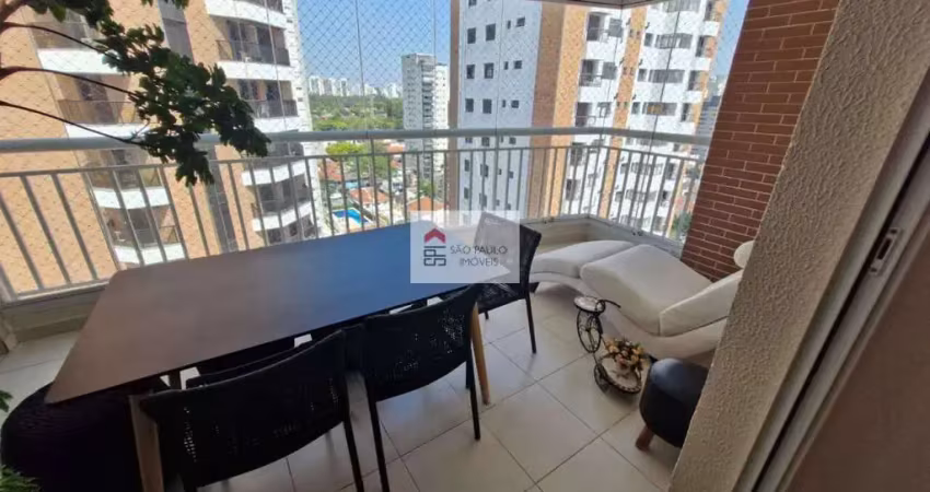 Apartamento mobiliado na chácara santo antônio com varanda gourmet com churrasqueira