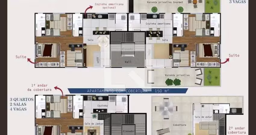 Cobertura para venda - salgado filho, 3 quartos,  150 m² - belo horizonte