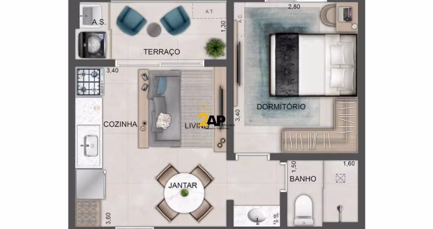 Apartamento à venda em São Paulo-SP, no bairro Instituto de Previdência, com 1 quarto, 1 sala e 35,00 m² de área.