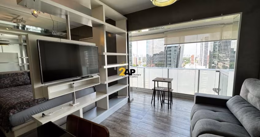 Studio de Luxo em Condomínio Exclusivo em Santo Amaro, São Paulo-SP: 1 Quarto, 1 Sala, 1 Banheiro, 1 Vaga - 33m².