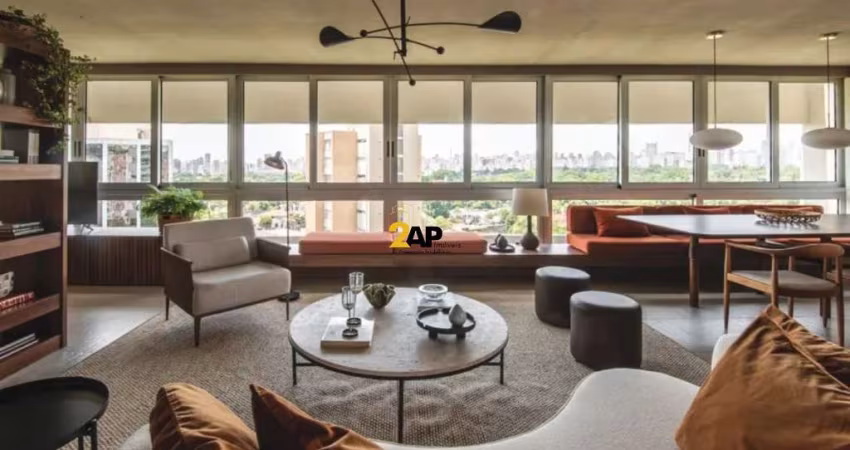 Apartamento de luxo no Jardim Paulista: 4 quartos, 1 suíte, 4 banheiros, 1 vaga de garagem - 163m² - mobiliado.