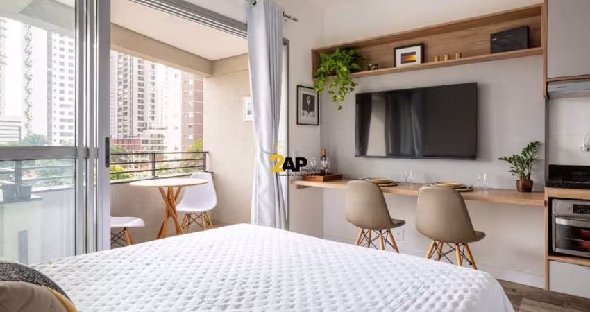 Studio Mobiliado à Venda no Brooklin: Apartamento de 1 Quarto, 1 Banheiro e 25m² no Jardim das Acácias, SP