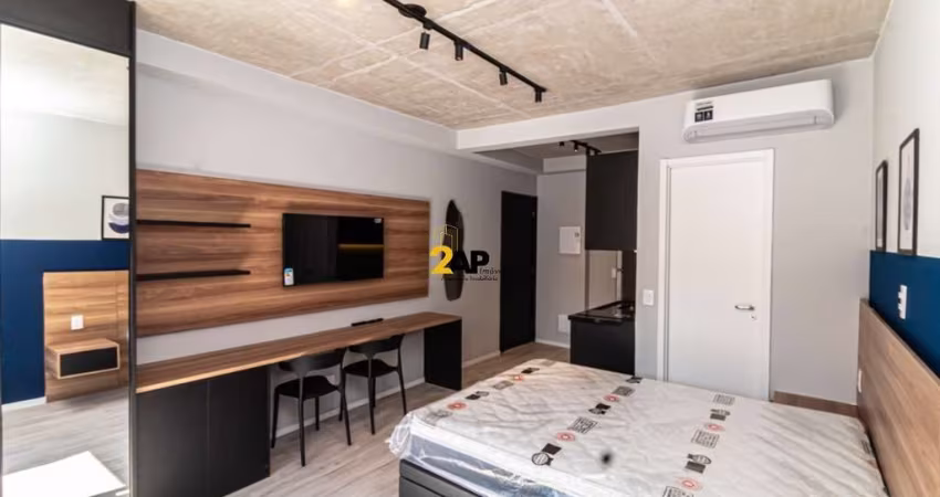 Studio novo e mobiliado em Moema: Apartamento de 1 quarto à venda ou locação na Indianópolis, São Paulo-SP.