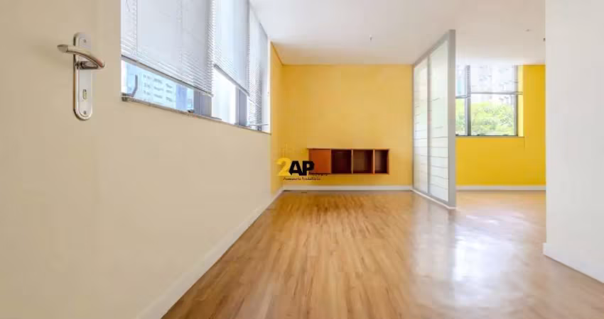 Sala comercial de alto padrão para locação no itaim bibi, são paulo-sp: 2 salas, 2 banheiros, 1 vaga de garagem, 45m²