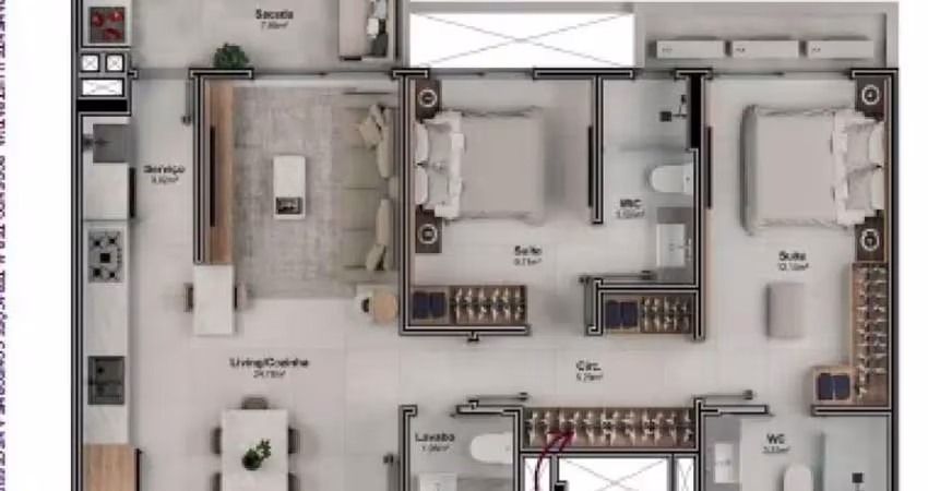 Apartamento com 2 quartos à venda na Rua Libia Cruz, Estreito, Florianópolis