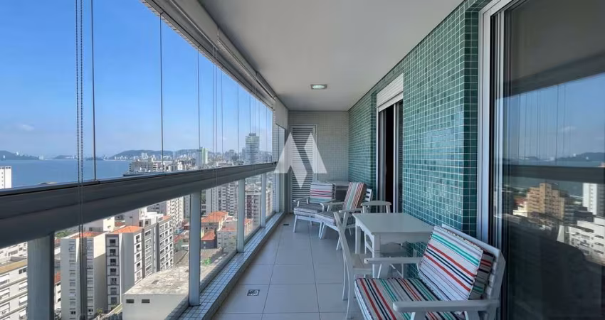 Apartamento com varanda e vista mar 3 suítes 3 vagas e lazer á venda na Aparecida em Santos/SP