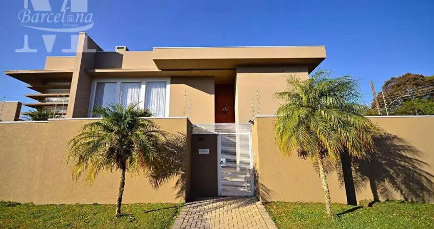 Casa alto padrão de esquina em santa felicidade/butiatuvinha - 4 suites, semimobiliada, espaço gourmet e terreno.