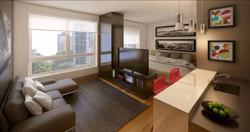 Apartamento 1 dormitório Studio com 1 vaga à venda no bairro Moinhos de Vento em Porto Alegre com infra completa de hotel em frente ao Parcão