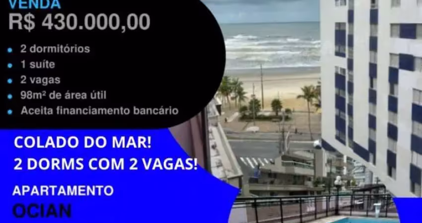 JÁ VIU ESTE? 50 METROS DO MAR APÊ 2 DORMS GRANDE COM VISTA + 2 VAGAS + LAZER POR APENAS...
