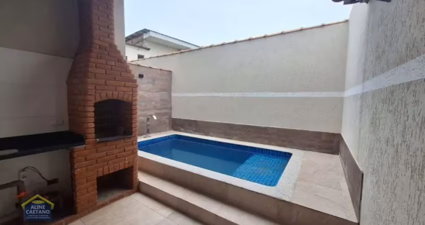 Linda casa geminada térrea com piscina! casa nova! confira!