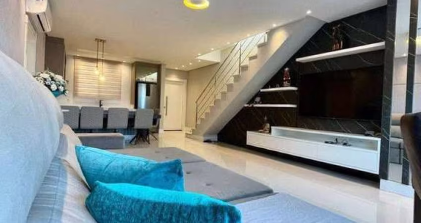 Apartamento duplex mobiliado com vista mar, com 03 suítes frente mar em Bombas - Bombi...