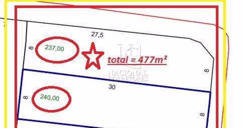 Terreno à venda, 477 m² por R$ 1.200.000,00 - Parque Oratório - Santo André/SP