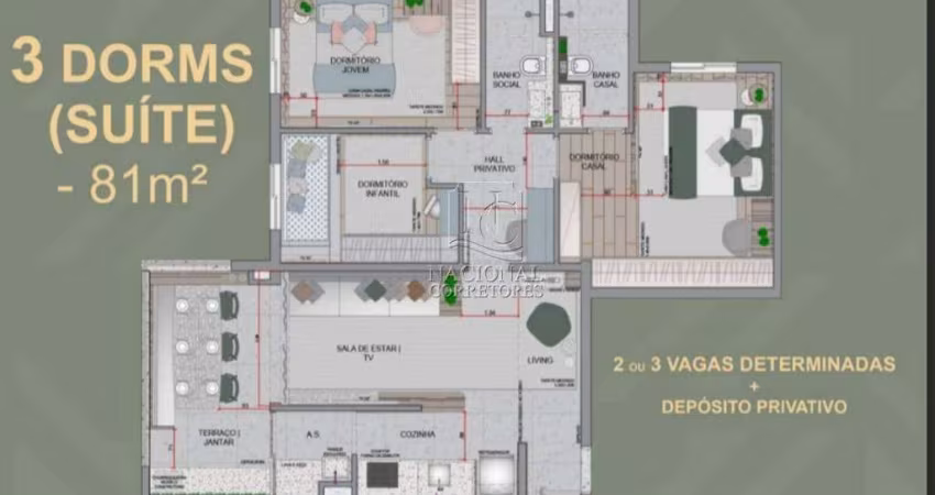 Apartamento à venda, 3 quartos, 1 suíte, 2 vagas, Santa Paula - São Caetano do Sul/SP