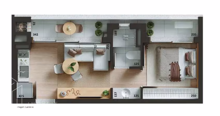 Apartamento com 1 quarto à venda no Batel, Curitiba 