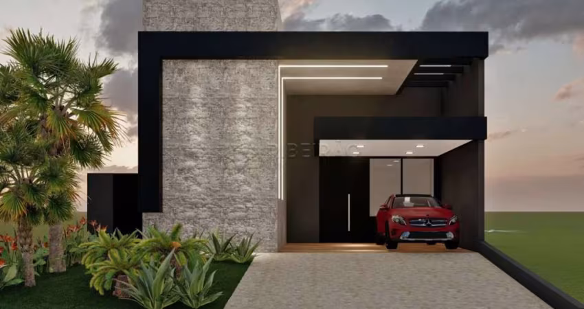 Casa térrea em condomínio fechado, 03 suítes com armários planejados, piscina e churrasqueira.