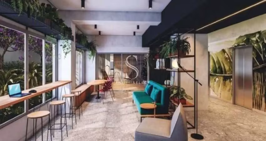 Condomínio helbot b.liv no brooklin, apartamento de 40m² com 2 dormitórios, varanda, sem vaga.