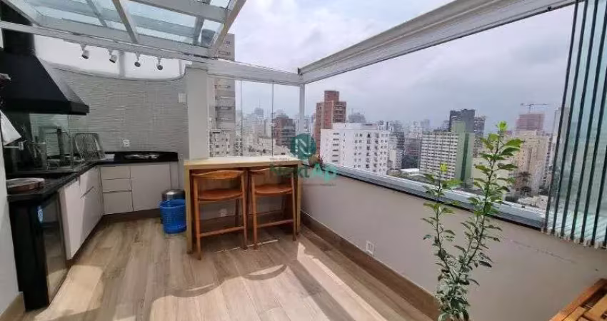 Pinheiros – cobertura duplex de 100m² com 2 dormitórios, 1 suíte, 2 banheiros e 1 vaga de garagem