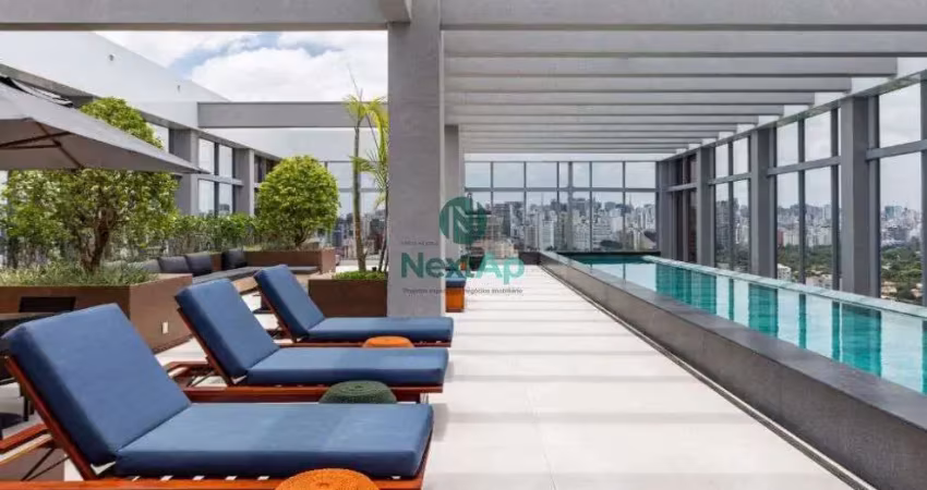 Studio mobiliado para locação com 1 vaga e móveis de altíssimo padrão pinheiros são paulo - sp