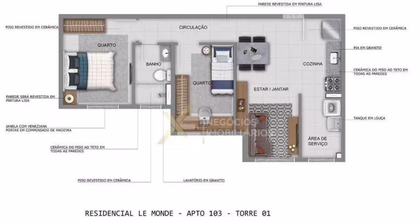 Apartamento com 1 quarto à venda na Rua Alexander Graham Bell, S/N, Parque Jamaica, Londrina