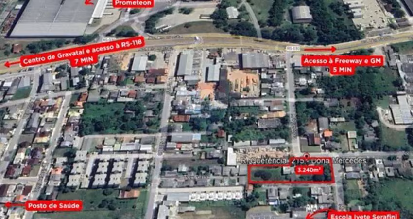 Ampla área de esquina com 3.240m²,  próximo à empresa prometeon, no parque dos anjos, em gravataí