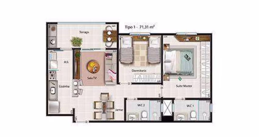 Apartamento 2 dormitórios à venda, 71 m² por R$ 365.000 - Bonfim Paulista - Ribeirão Preto/SP
