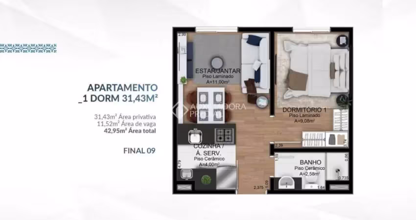 Apartamento com 1 quarto à venda na Aristides Lobo, 157, Ipiranga, Sapucaia do Sul