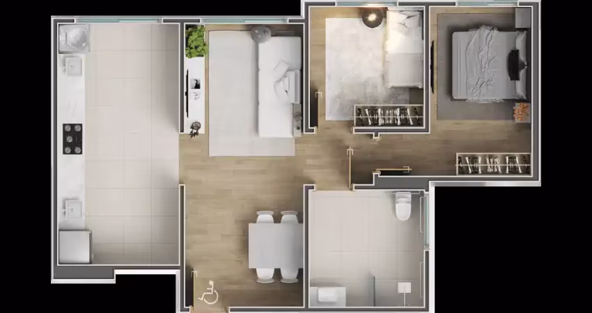 Apartamento PCD 02 dormitórios Area lazer completa