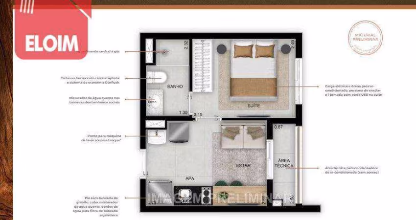 Studio com 1 dormitório à venda, 26 m² por R$ 264.000,00 - Pirituba - São Paulo/SP