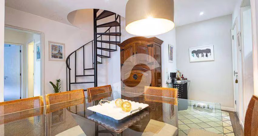 Cobertura duplex  , 3 quartos e 2 vagas.localizada em travessa com guarita, 170 m² por r$ 1.170 .000 - icaraí - niterói/rj