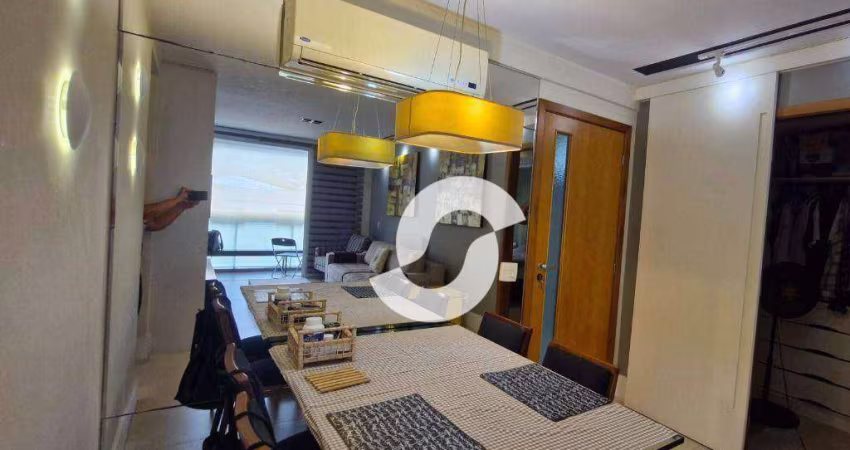 Excelente ap em prédio novo, sala em 2 ambientes, varanda com cortina de vidro,  lavabo, 1 dormitório, sendo 1 suíte c/ closet,cozinha , 1 vg e lazer