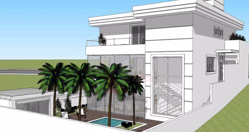 Casa em construção, 3 andares, condomínio de  alto padrão. Piscina no subsolo.