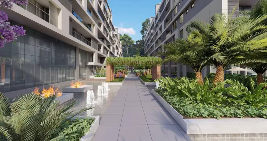 Studio 36m² com sacada e churrasqueira em frente ao parque barigui
