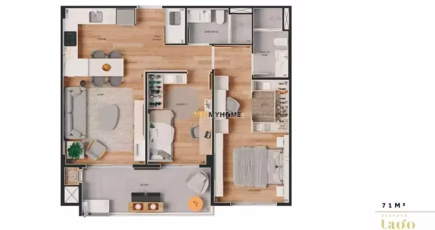 Apartamento com 2 quartos com 2 vagas de garagem frente barigui - 89346