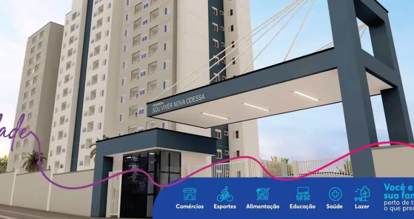 Sou viver nova odessa | construtora sousa araújo | construção | 49 metros | 02 dormitórios | com varanda | 01 vaga