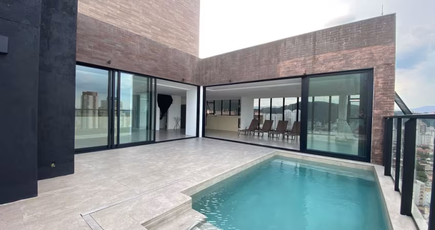 Cobertura vista mar 4 suítes, 4 vagas,  320m², piscina , prédio com lazer completo no José Menino em Santos