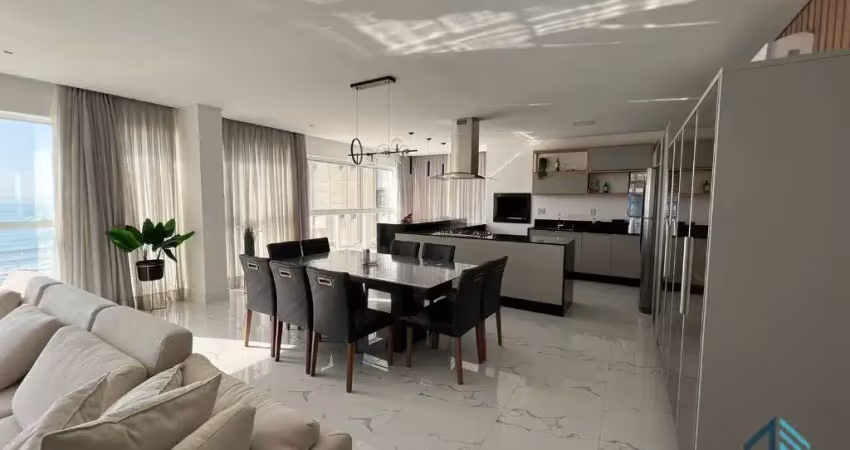 (financiamento e estuda permutas) apartamento a venda, frente mar, mobiliado, 04 suítes, 03 vagas, com 337,39 m², em itapema- sc