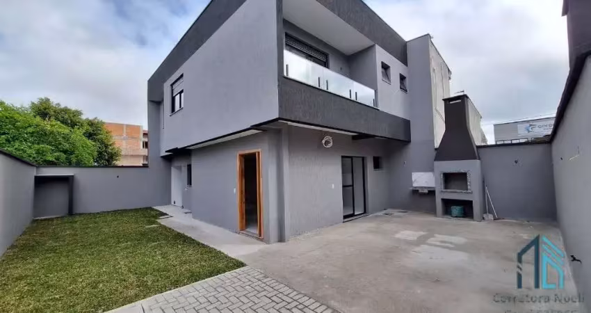Sobrado novo a venda, 03 quartos c/suíte, churrasqueira, 03 vagas, em pinhais - pr