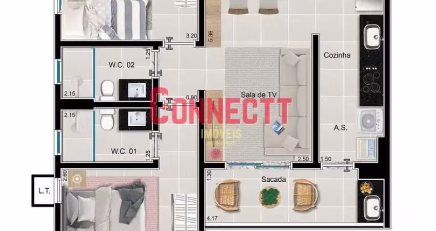 Apartamento com 2 dormitórios à venda, 60 m² por r$ 339.000,00 - bonfim paulista - ribeirão preto/s