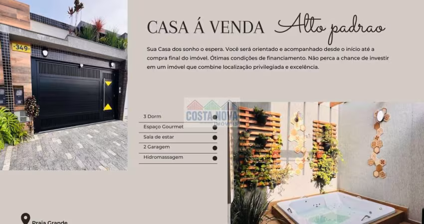 Casa Geminada de Alto Padrão com 3 quartos, sendo 2 suítes, 4 banheiros e 2 vagas para  garagem