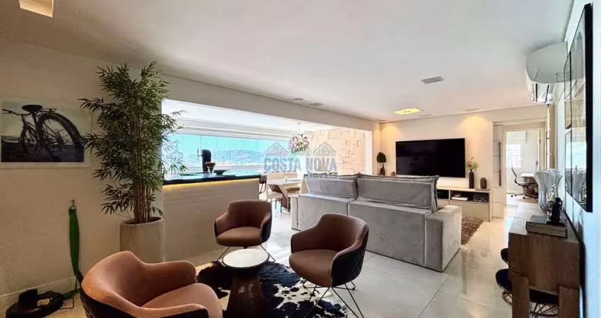 Sofisticação e conforto: 3 dorms, 2 suítes e sala integrada à varanda gourmet na ponta da praia