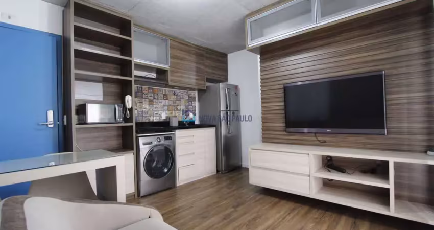 Studio à venda, 33m², mobiliado a 350m do metrô adolfo pinheiro.