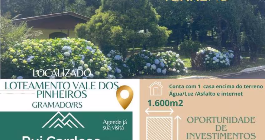 ÁREA DE TERRA PARA INVESTIMENTOS , ÓTIMA LOCALIZAÇÃO EM GRAMADO/RS