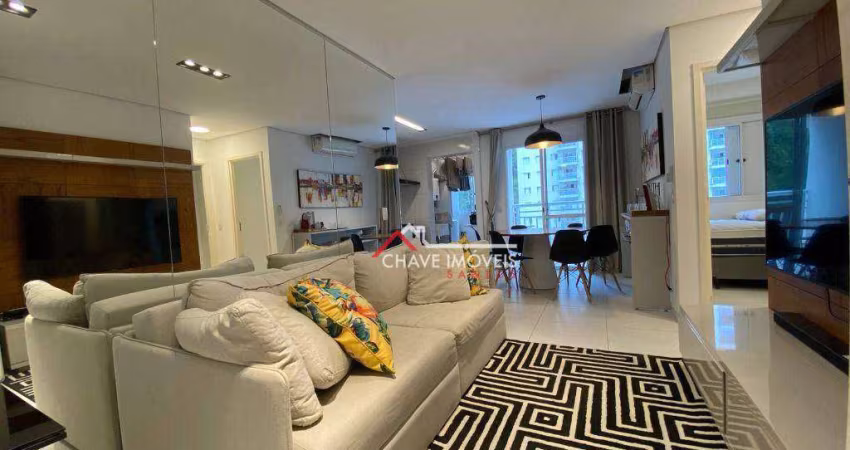Apartamento Acquaplay mobiliado com 2 dormitórios para alugar, 64 m² por R$ 5.100/mês - Marapé - Santos/SP