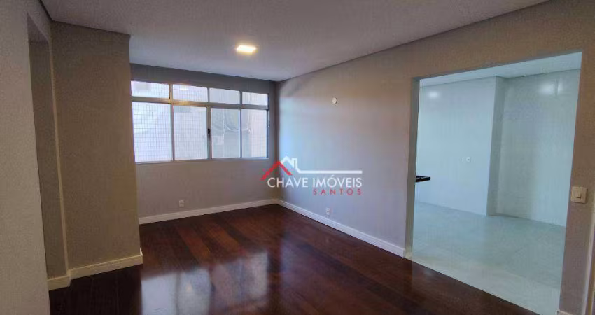 APARTAMENTO REFORMADO, 2 DORMITÓRIOS, DEPENDÊNCIA DE SERVIÇO COMPLETA, 1 VAGA DEMARCADA, NO CAMPO GRANDE - SANTOS/SP