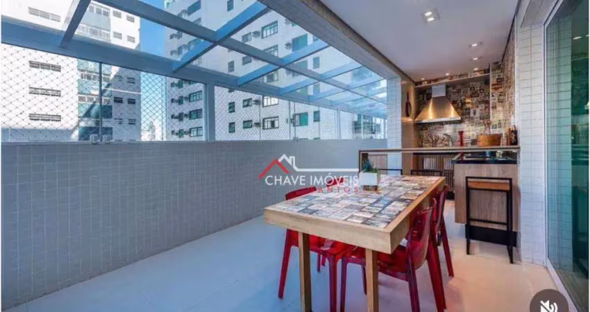 Apartamento garden com 3 dormitórios à venda, 157 m² por r$ 2.300.000,00 - embaré - santos/sp