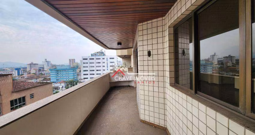 Apartamento com 3 dormitórios, 163 m² - venda por R$ 1.080.000,00 ou aluguel por R$ 6.744,00/mês - Boqueirão - Santos/SP