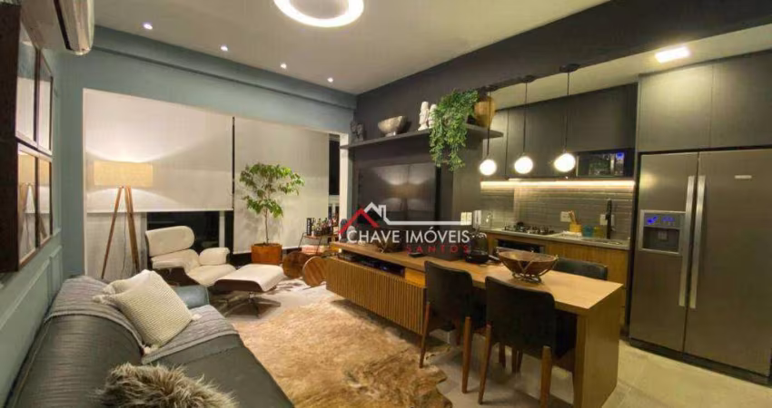 Apartamento com 1 dormitório para alugar, 47 m² por R$ 5.000,02/mês - Ponta da Praia - Santos/SP