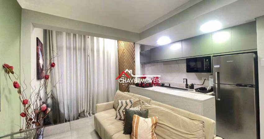 Apartamento com 1 dormitório à venda, 52 m² por R$ 550.000,00 - Aparecida - Santos/SP